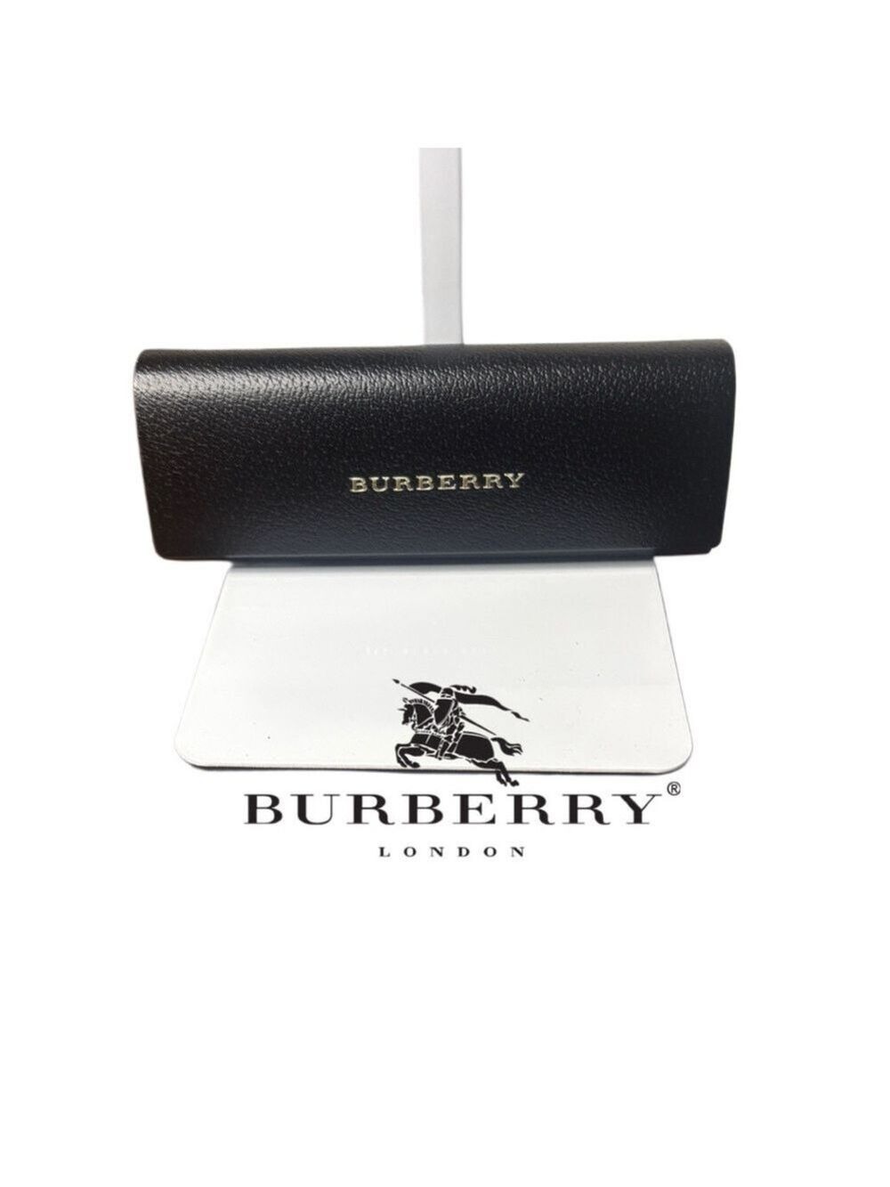 Burberry Black Leather Sunglasses Case Gold Logo Designer Eyeglass Case